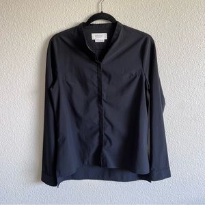 Ministry of Supply Black Collarless Button Down Shirt